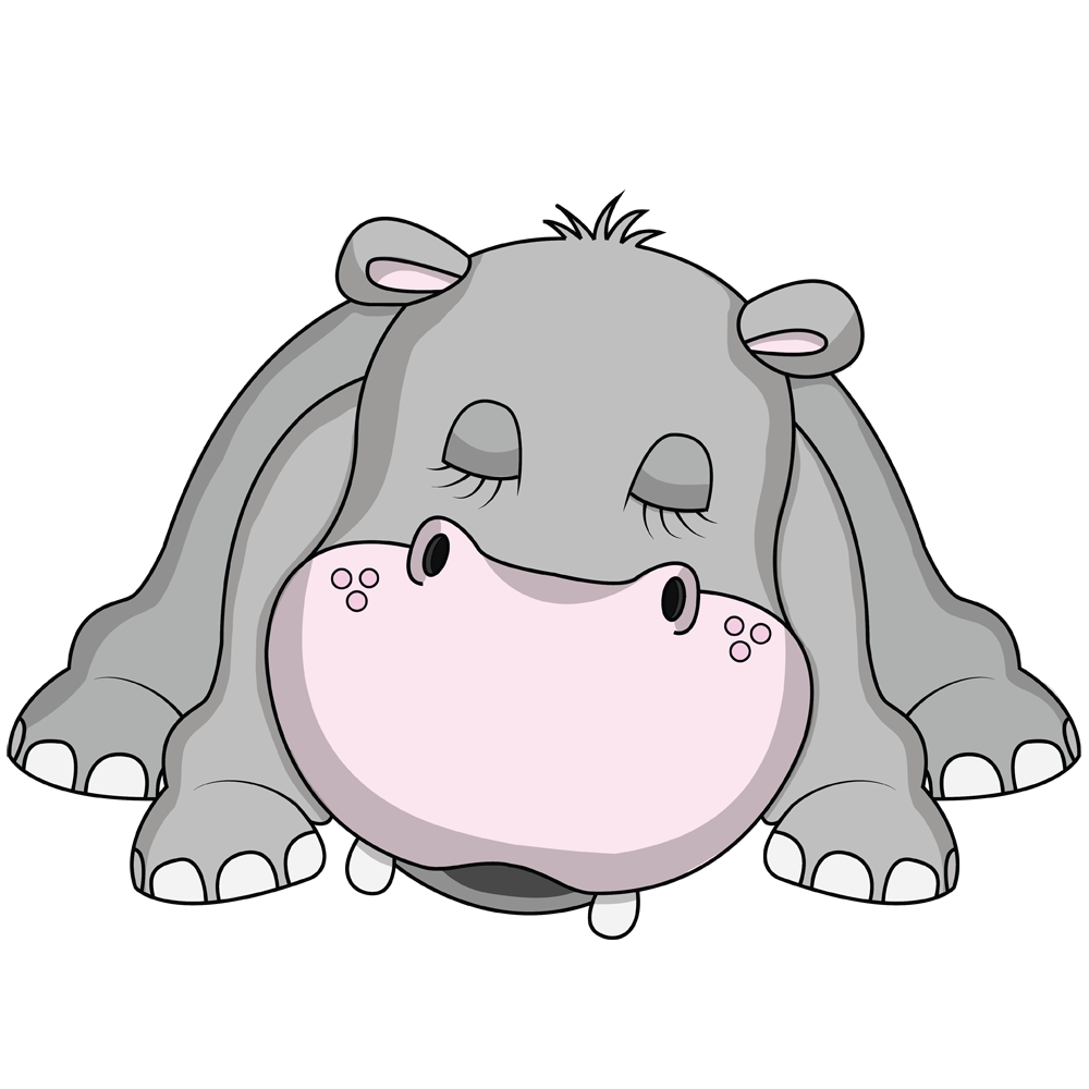 Handsome hippo whimsical creature art by Scary Sweet