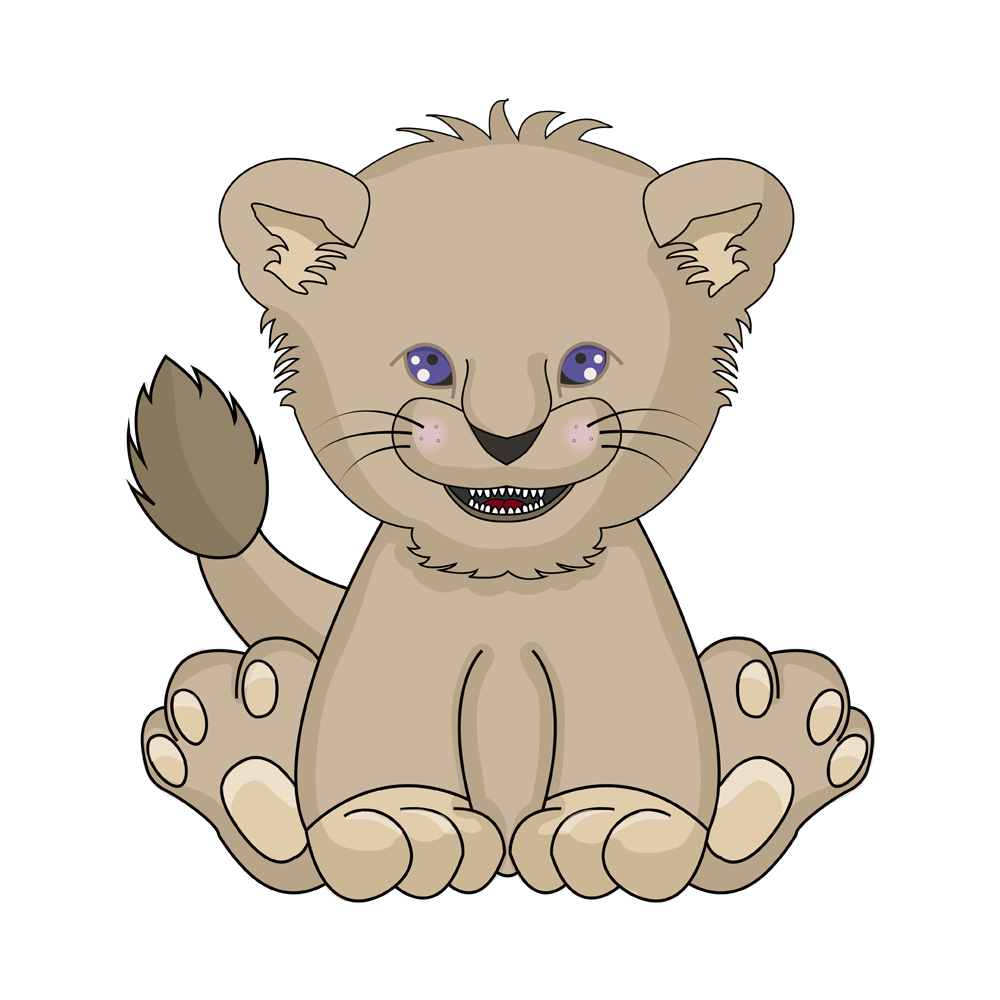 Lovable lion whimsical creature art by Scary Sweet