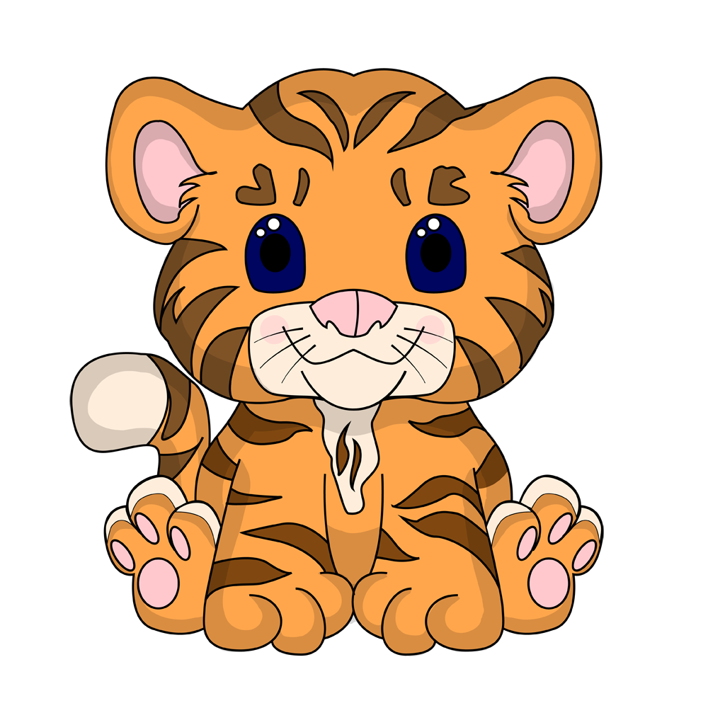Tiny tiger cute creature art by Scary Sweet