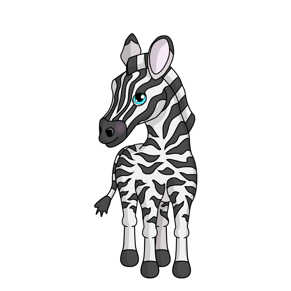 Zany zebra cute creature art by Scary Sweet